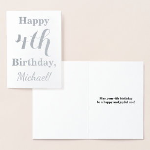 Eenvoudige Silver Foil 4th Birthday + aangepaste n Folie Kaarten