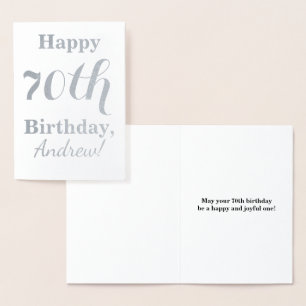 Eenvoudige Silver Foil 70th Birthday + aangepaste  Folie Kaarten