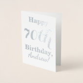 Eenvoudige Silver Foil 70th Birthday + aangepaste  Folie Kaarten (Voorkant)