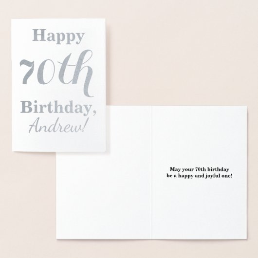 Eenvoudige Silver Foil 70th Birthday + aangepaste  Folie Kaarten (Display)
