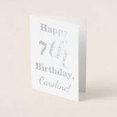 Eenvoudige Silver Foil 7th Birthday + Aangepaste n Folie Kaarten (Voorkant)