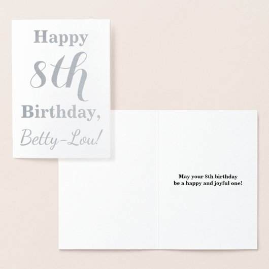 Eenvoudige Silver Foil 8th Birthday + Aangepaste n Folie Kaarten (Display)