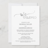 Eenvoudige Silver Foil Calligraphy Elopement Recep Kaart (Voorkant)