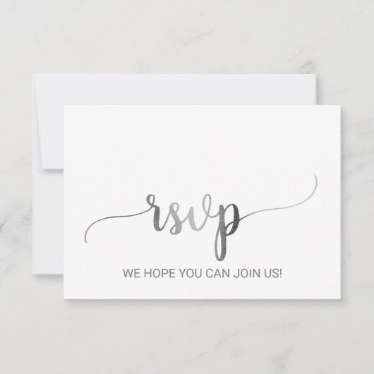 Eenvoudige Silver Foil Calligraphy RSVP Card (Voorkant)