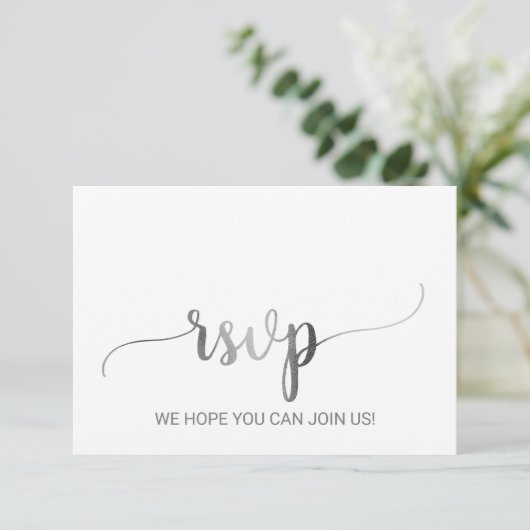 Eenvoudige Silver Foil Calligraphy RSVP Card (Staand voorkant)