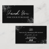 Eenvoudige Silver Glam Hartelijk dank voor uw aank Visitekaartje (Voorkant / Achterkant)