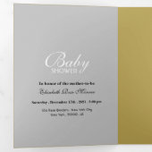 Eenvoudige Silver & Gold Baby shower Suite Drieluik Uitnodiging (Binnenzijde eerst)