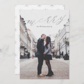 Eenvoudige Silver Gold-kerstfotokaarten Feestdagenkaart (Voorkant / Achterkant)