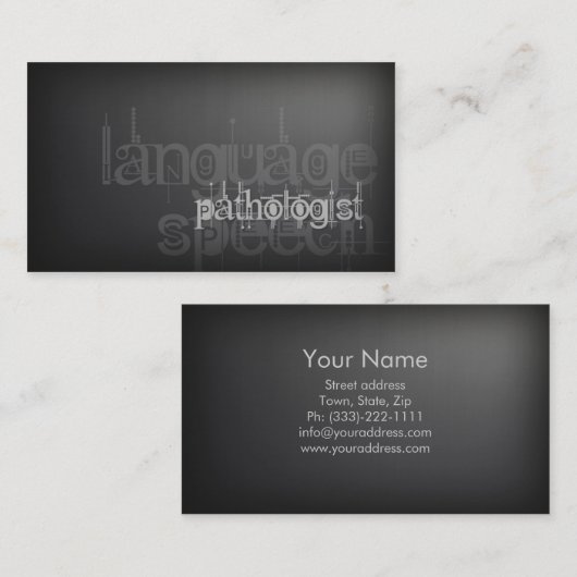 Eenvoudige Silver Speech Language Patholoog Card Visitekaartje (Voorkant / Achterkant)