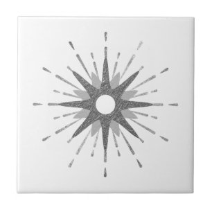 Eenvoudige Silver Starburst Celestial Keramische T Tegeltje