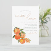 Eenvoudige Sinaasappels Mediterrane Citrus Wedding Kaart (Staand voorkant)