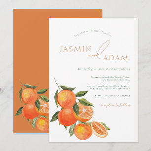 Eenvoudige Sinaasappels Mediterrane Citrus Wedding Kaart