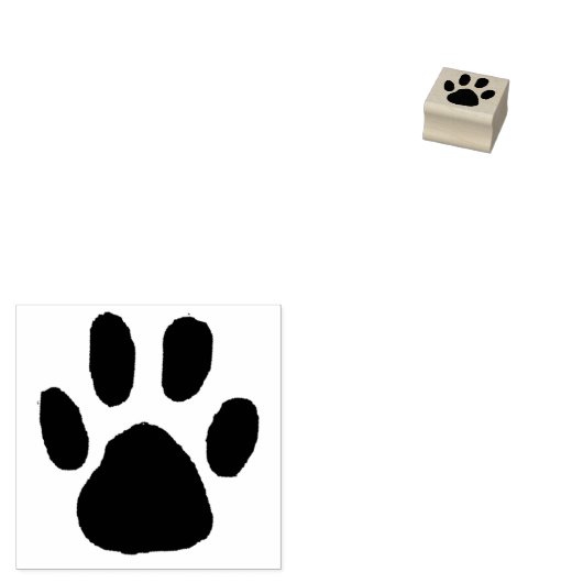 Eenvoudige Single Paw Print Outline Wood Art Stamp Rubberstempel (Gestempeld)