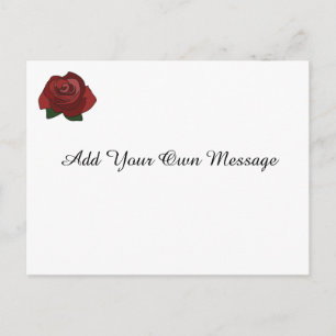 Eenvoudige Single Red Rose Custom Message Briefkaa Briefkaart