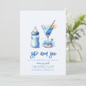 Eenvoudige sip and see Baby shower Invitation Kaart (Staand voorkant)