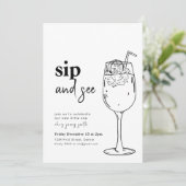 Eenvoudige sip and see Baby shower Invitation Kaart (Staand voorkant)