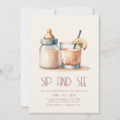 Eenvoudige sip and see Baby shower Invitation Kaart (Voorkant)