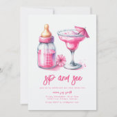 Eenvoudige sip and see Baby shower Invitation Kaart (Voorkant)