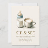 Eenvoudige sip and see Baby shower Invitation Kaart (Voorkant)