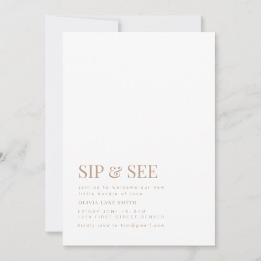 Eenvoudige sip and see party uitnodigen met bloeme kaart (Voorkant)