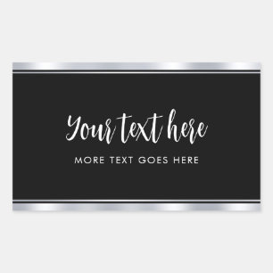 Eenvoudige Sjabloon Faux Silver Custom Handgeschre Rechthoekige Sticker