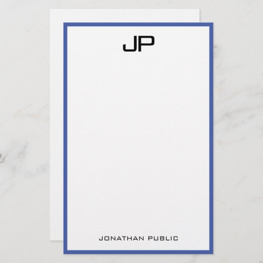 Eenvoudige Sjabloon handgeschreven monogram Briefpapier (Voorkant / Achterkant)