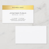 Eenvoudige Sjabloon Modern Elegant Goud Wit Top Visitekaartje (Voorkant / Achterkant)