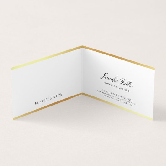 Eenvoudige Sjabloon Modern Goud Elegant Handschrif Visitekaartje (Binnen)
