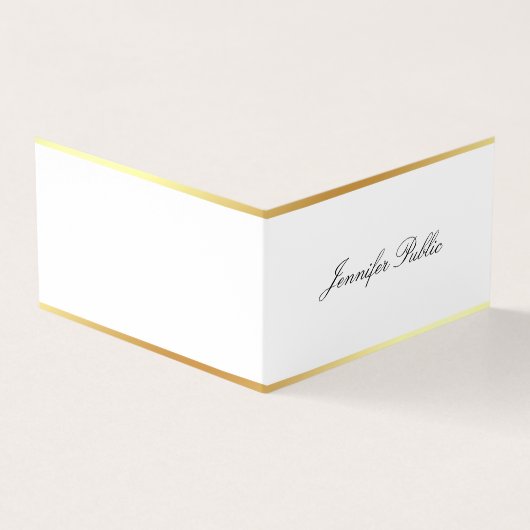 Eenvoudige Sjabloon Modern Goud Elegant Handschrif Visitekaartje (Buitenkant)