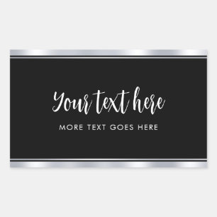 Eenvoudige sjabloon namaak zilver handgeschreven rechthoekige sticker