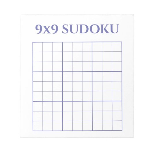 Eenvoudige Sjabloon Periwinkle en White 9x9 Sudoku Notitieblok (Voorkant)