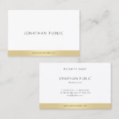 Eenvoudige Sjabloon Trendy Elegant Goud Wit Modern Visitekaartje (Voorkant / Achterkant)