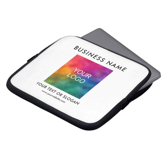 Eenvoudige Sjabloon Upload hier uw zakelijke Logo Laptop Sleeve (Voorkant top)