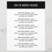 Eenvoudige sjabloon van de prijslijst van het menu (Achterkant)