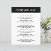 Eenvoudige sjabloon van de prijslijst van het menu (Staand voorkant)