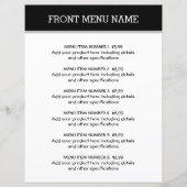 Eenvoudige sjabloon van de prijslijst van het menu (Voorkant)