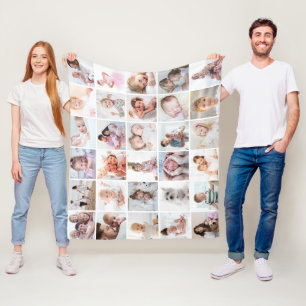 Eenvoudige Sjabloon voor 30 foto's, uw kleur Fleece Deken