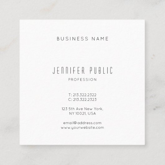 Eenvoudige Sjabloon voor modern ontwerp, geavancee Vierkante Visitekaartje (Achterkant)