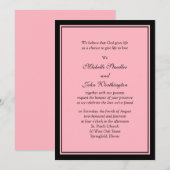 Eenvoudige Sjabloon voor roze en zwarte bruiloft Kaart (Voorkant / Achterkant)