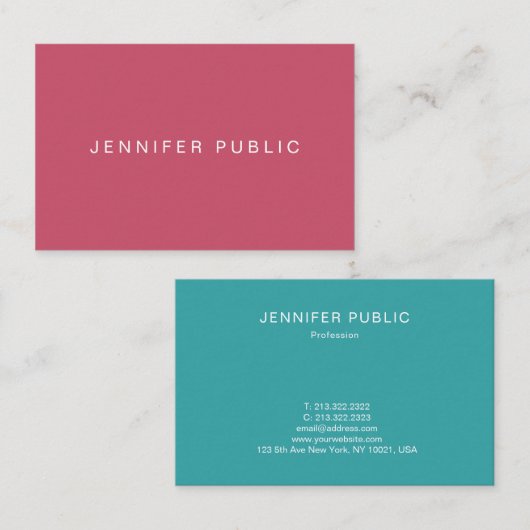 Eenvoudige Sjabloon voor trendkleuren in design — Visitekaartje (Voorkant / Achterkant)