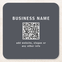 Eenvoudige Sjabloon voor uw QR-code | Donker grijs Kartonnen Onderzetters