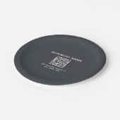 Eenvoudige Sjabloon voor uw QR-code | Donker grijs Papieren Bordje (Gekanteld)