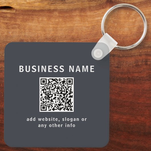 Eenvoudige Sjabloon voor uw QR-code | Donker grijs Sleutelhanger (Achterkant)