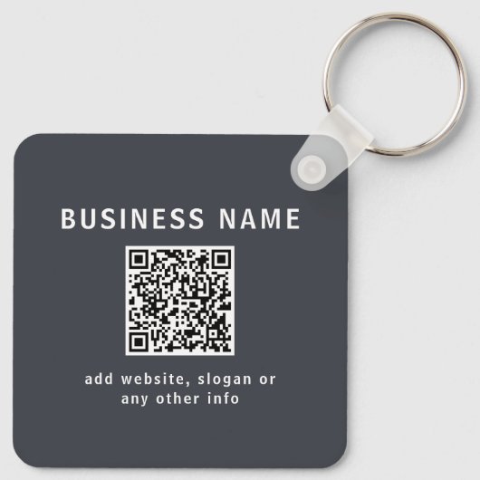 Eenvoudige Sjabloon voor uw QR-code | Donker grijs Sleutelhanger (Achterkant)