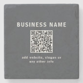 Eenvoudige Sjabloon voor uw QR-code | Donker grijs Stenen Onderzetter (Voorkant)