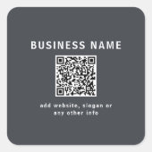 Eenvoudige Sjabloon voor uw QR-code | Donker grijs Vierkante Sticker (Voorkant)