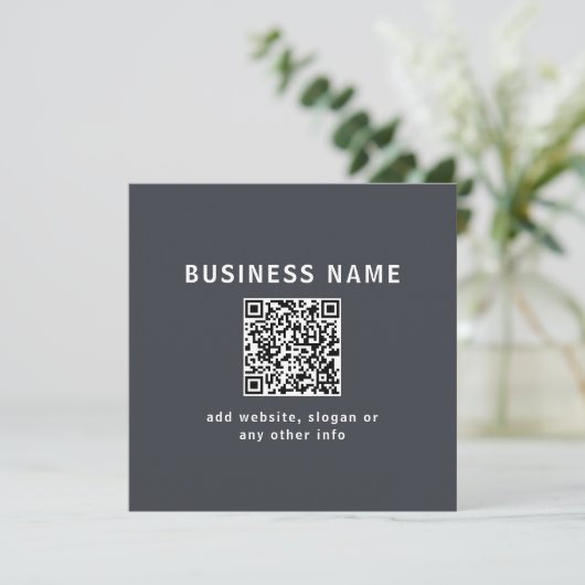 Eenvoudige sjabloon voor uw QR-code | Donkergrijs (Staand voorkant)