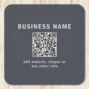 Eenvoudige sjabloon voor uw QR-code Donkergrijs Kartonnen Onderzetters