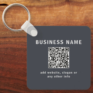 Eenvoudige sjabloon voor uw QR-code   Donkergrijs Sleutelhanger