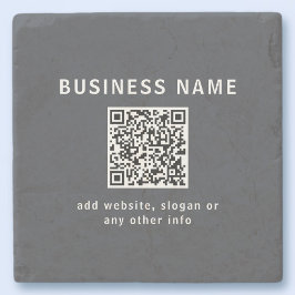 Eenvoudige sjabloon voor uw QR-code | Donkergrijs Stenen Onderzetter